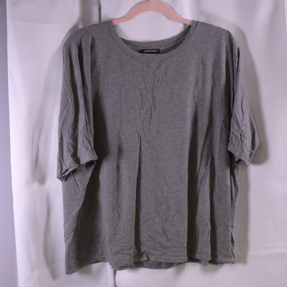 Eileen Fisher Gray Tencel Stretch Crop Tee Women's‎ Large